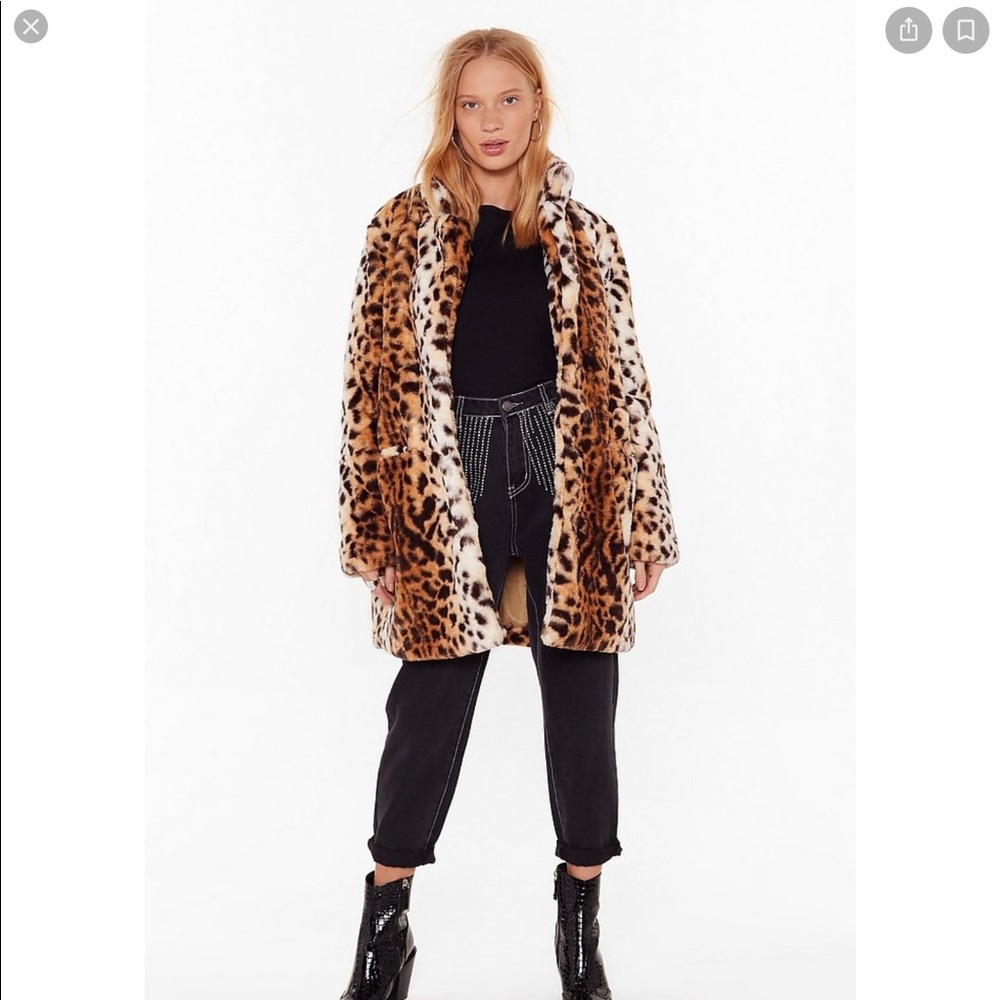 Nastygal Wild card  leopard faux fur coat